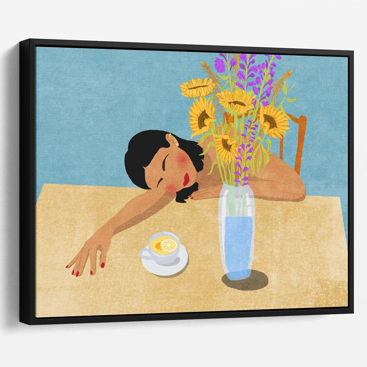 Sunflower Daydream Relaxing Figurative Wall Art by Luxuriance Designs. Made in USA.