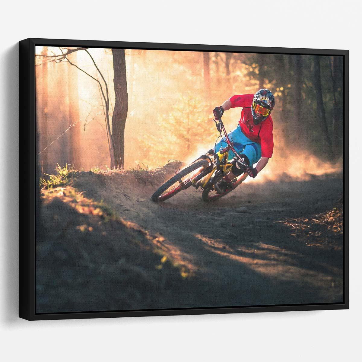 Golden MTB Freeride Adventure Bermed Corner Wall Art by Luxuriance Designs. Made in USA.