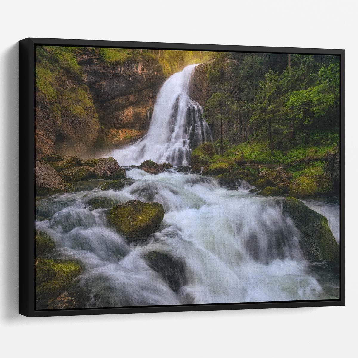 Majestic Golling Waterfall Forest Landscape Wall Art by Luxuriance Designs. Made in USA.