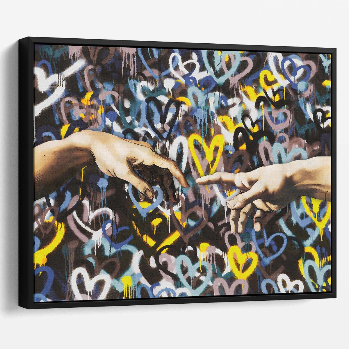 Hands Love Touch Graffiti Dark Background Wall Art by Luxuriance Designs. Made in USA.