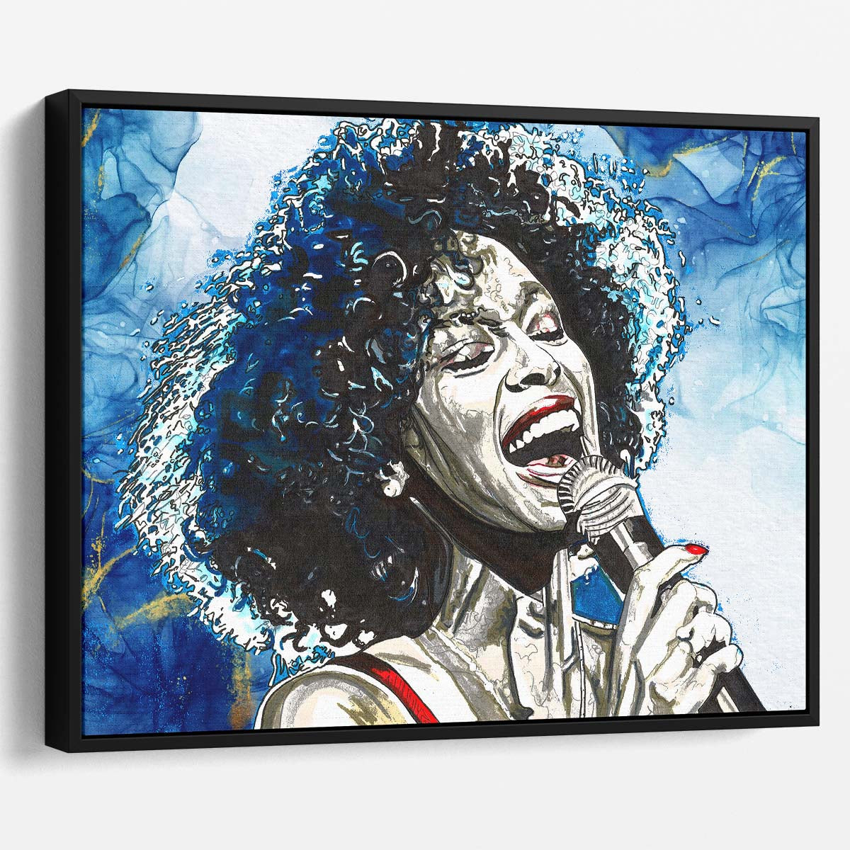 Iconic Whitney Houston Illustration Wall Art by Luxuriance Designs. Made in USA.
