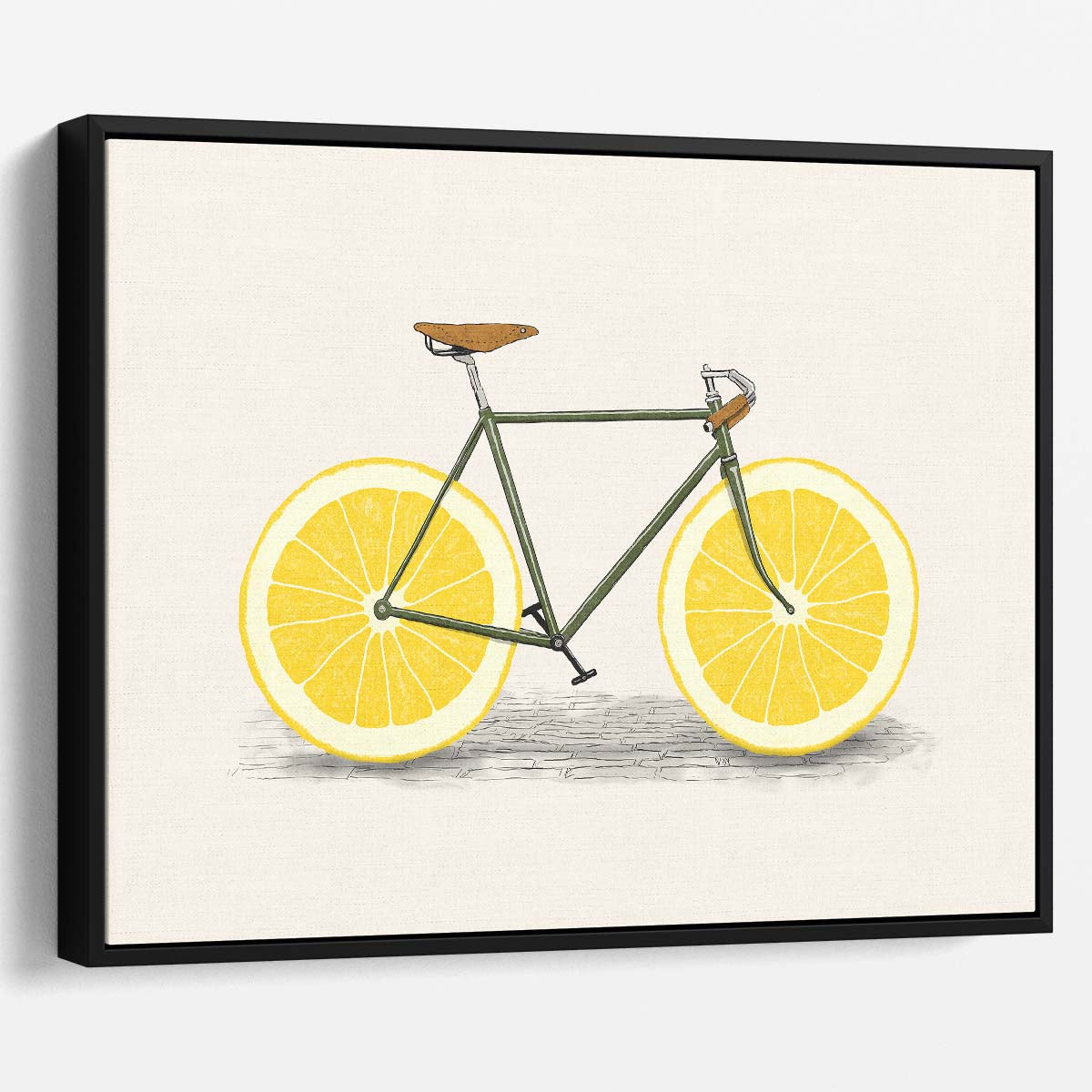 Colorful Lemon Bicycle Illustration Citrus Cycle Art Wall Art