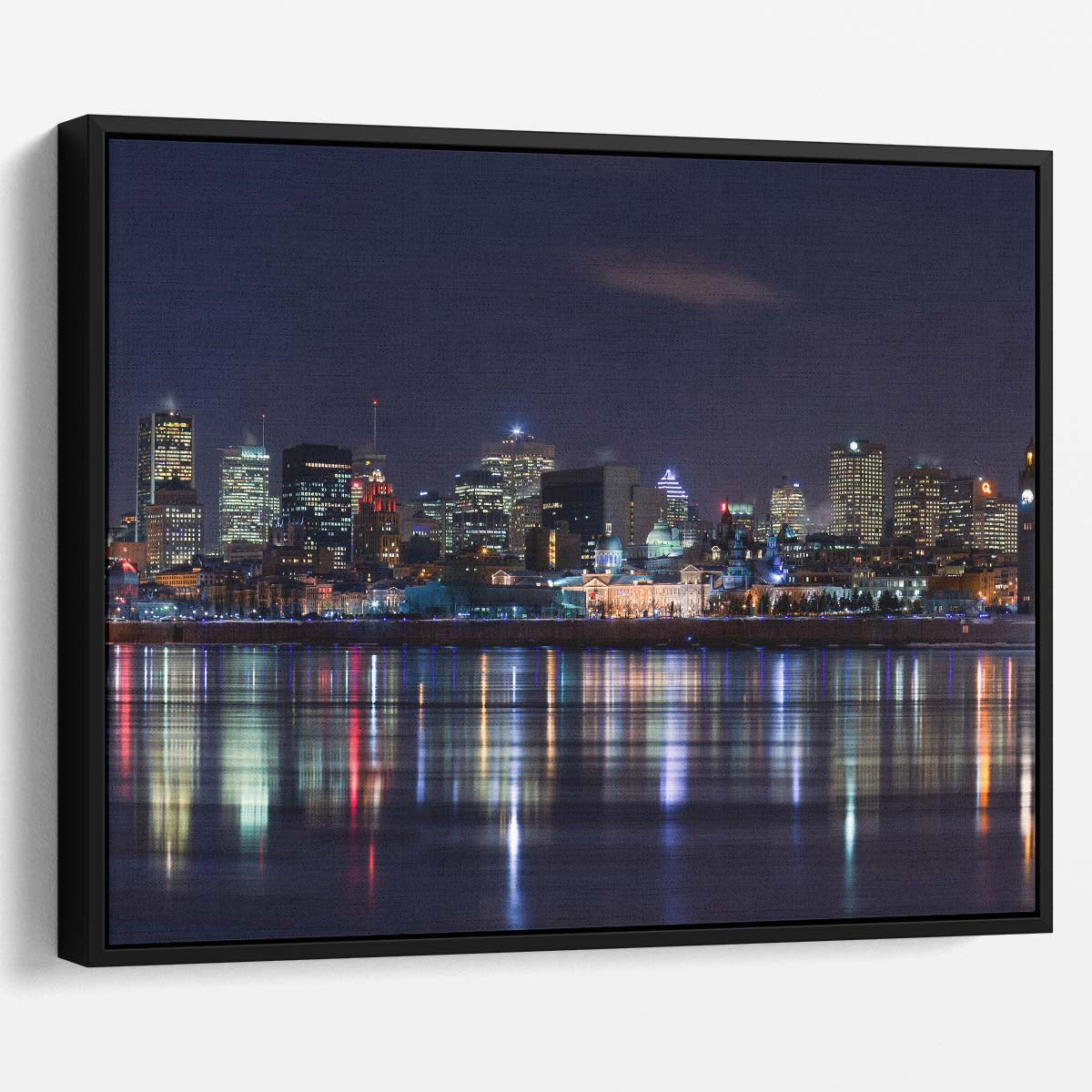 Montreal Skyline & Full Moon Reflection Wall Art by Luxuriance Designs. Made in USA.