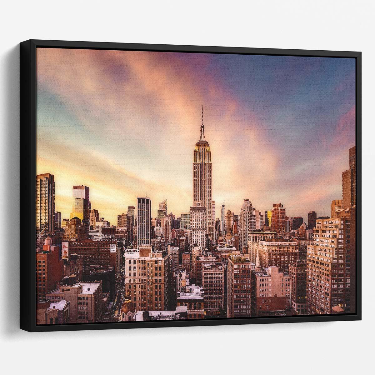 Empire State Sunset Skyline NYC Wall Art by Luxuriance Designs. Made in USA.