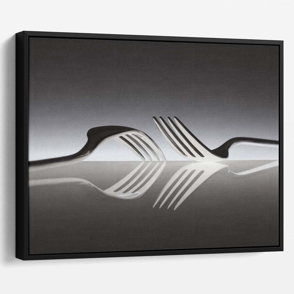 Monochrome Fork Reflection Abstract Kitchen Wall Art Wall Art