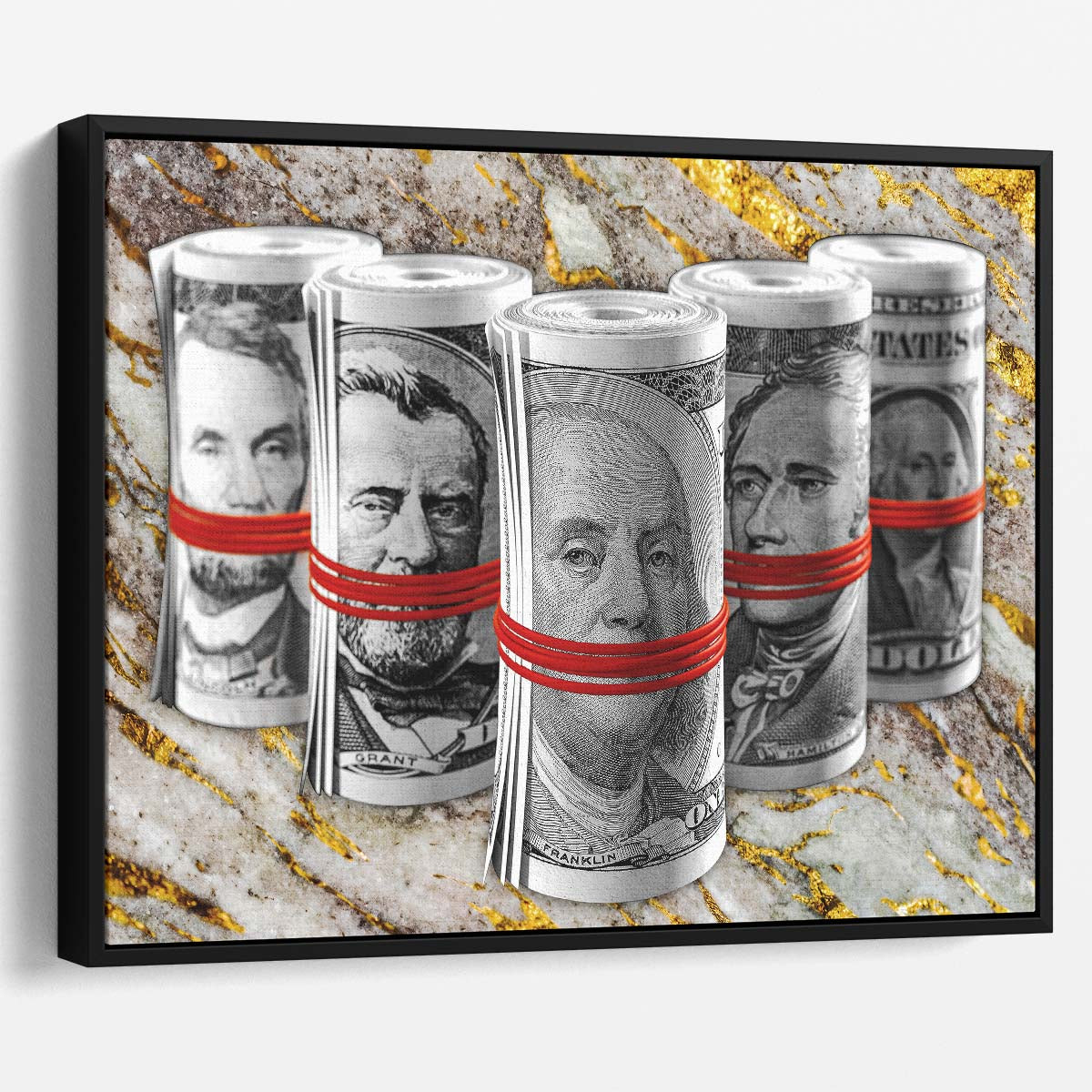Presidents for Ransom American Dollar Roll Wall Art by Luxuriance Designs. Made in USA.
