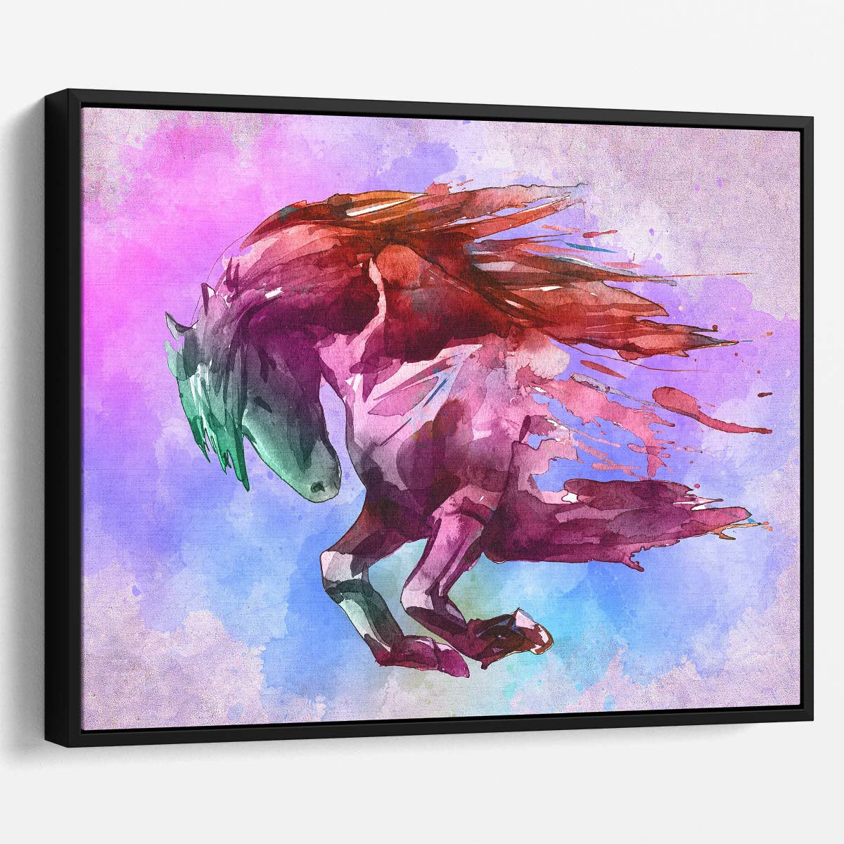 Red Horse Watercolor Painting Wall Art by Luxuriance Designs. Made in USA.