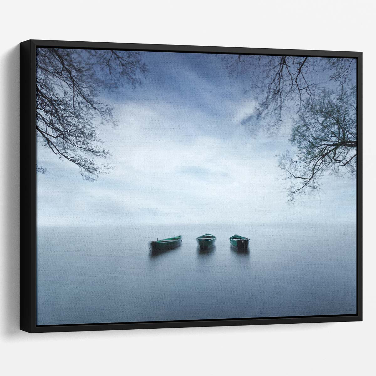 Serene Seascape Tranquil Row Boat Lake Wall Art