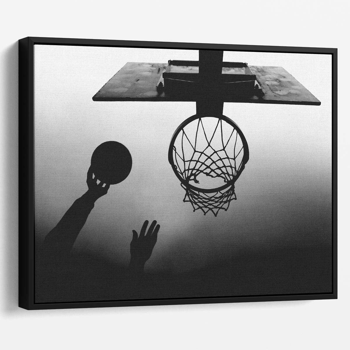 Dynamic Basketball Dunk Minimalist Black & White Wall Art by Luxuriance Designs. Made in USA.