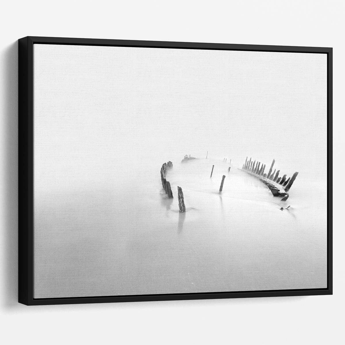 Desolate Shipwreck in Misty Ocean Landscape Wall Art by Luxuriance Designs. Made in USA.