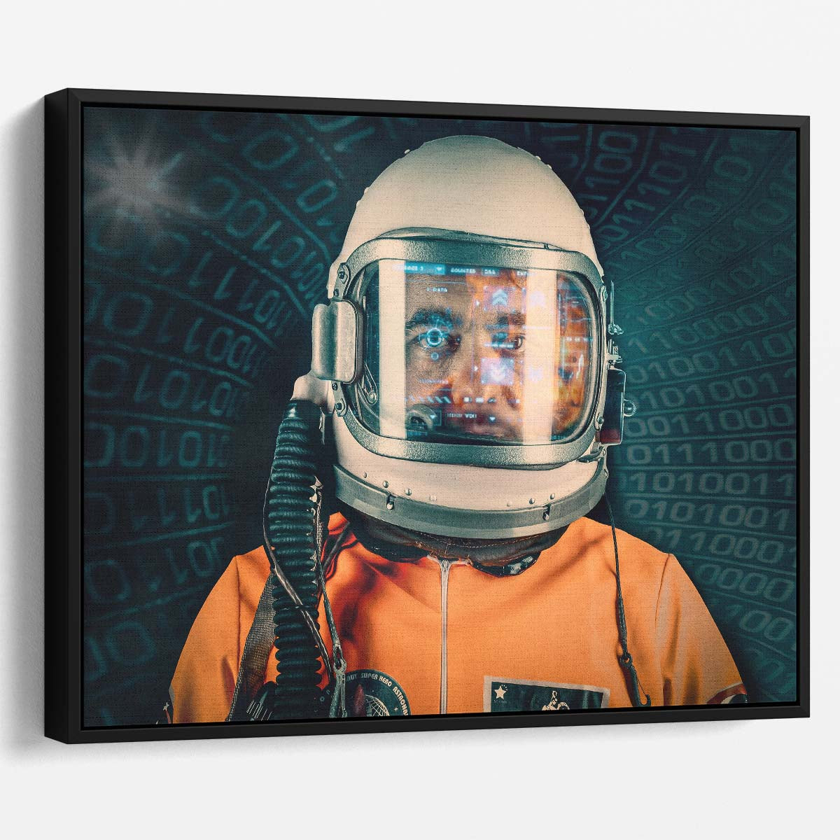 NASA Astronaut Universe Cosmos Orange Portrait Wall Art by Luxuriance Designs. Made in USA.