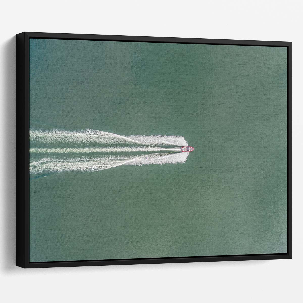 Speedboat Race Minimalist Aerial Seascape Wall Art by Luxuriance Designs. Made in USA.