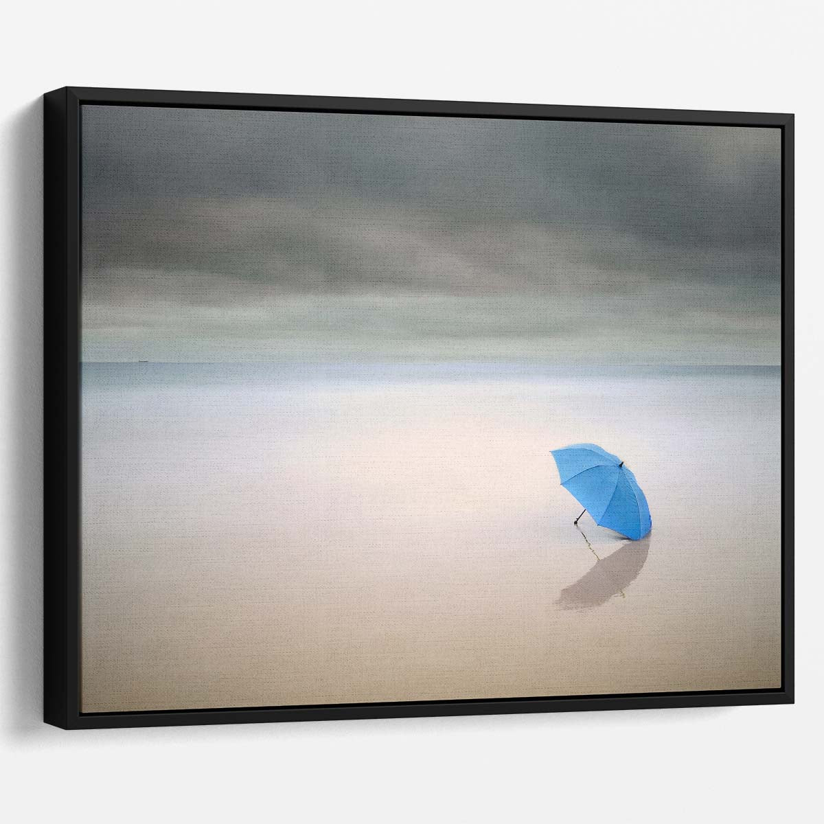 Solitary Umbrella Rainy Beach Solitude Wall Art by Luxuriance Designs. Made in USA.