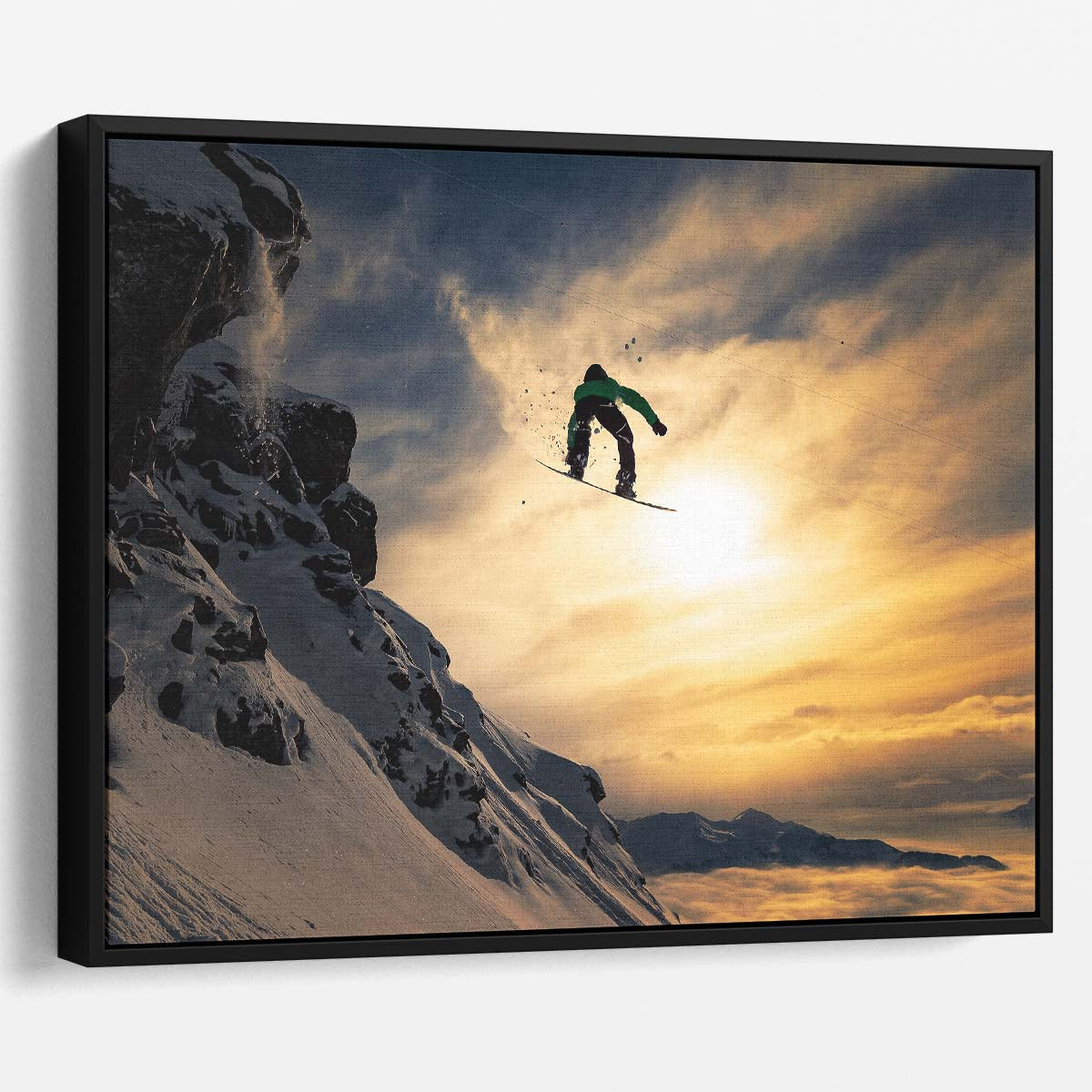 Sunset Snowboarding Adventure Extreme Winter Sports Photography Wall Art