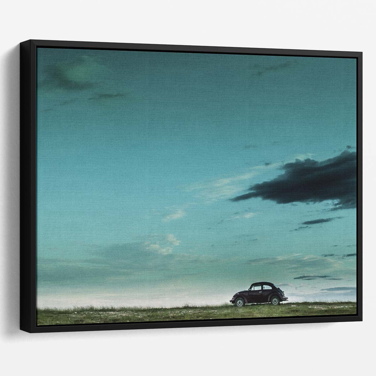 Vintage VW Beetle in Desolate Landscape Wall Art by Luxuriance Designs. Made in USA.