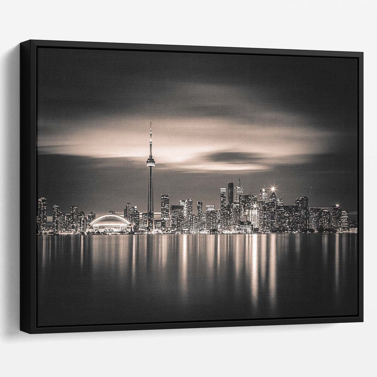 Toronto Skyline Sepia-Toned Night Photography Print Wall Art