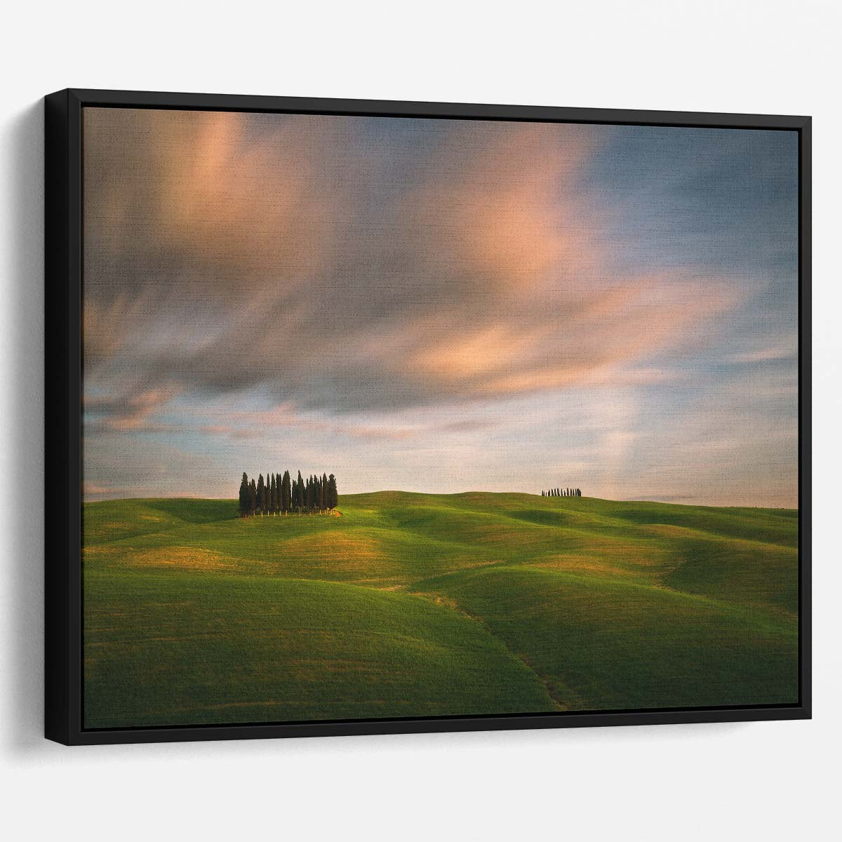 Iconic Tuscany Cypress Hills Sunset Wall Art by Luxuriance Designs. Made in USA.