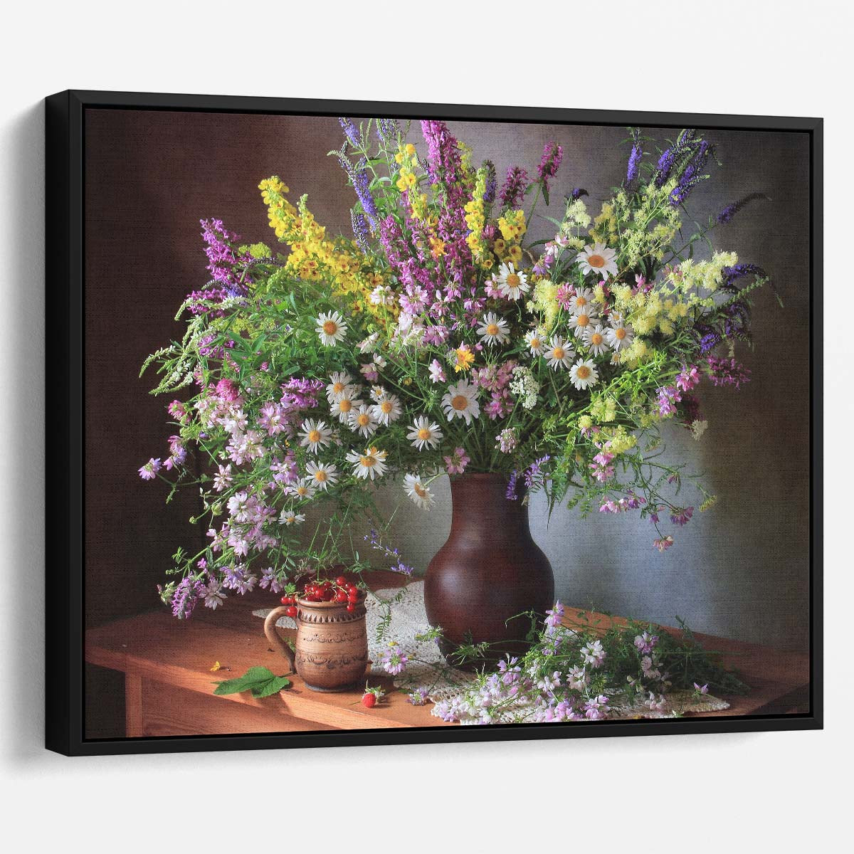 Summer Blossom & Berry Vase Floral Wall Art by Luxuriance Designs. Made in USA.