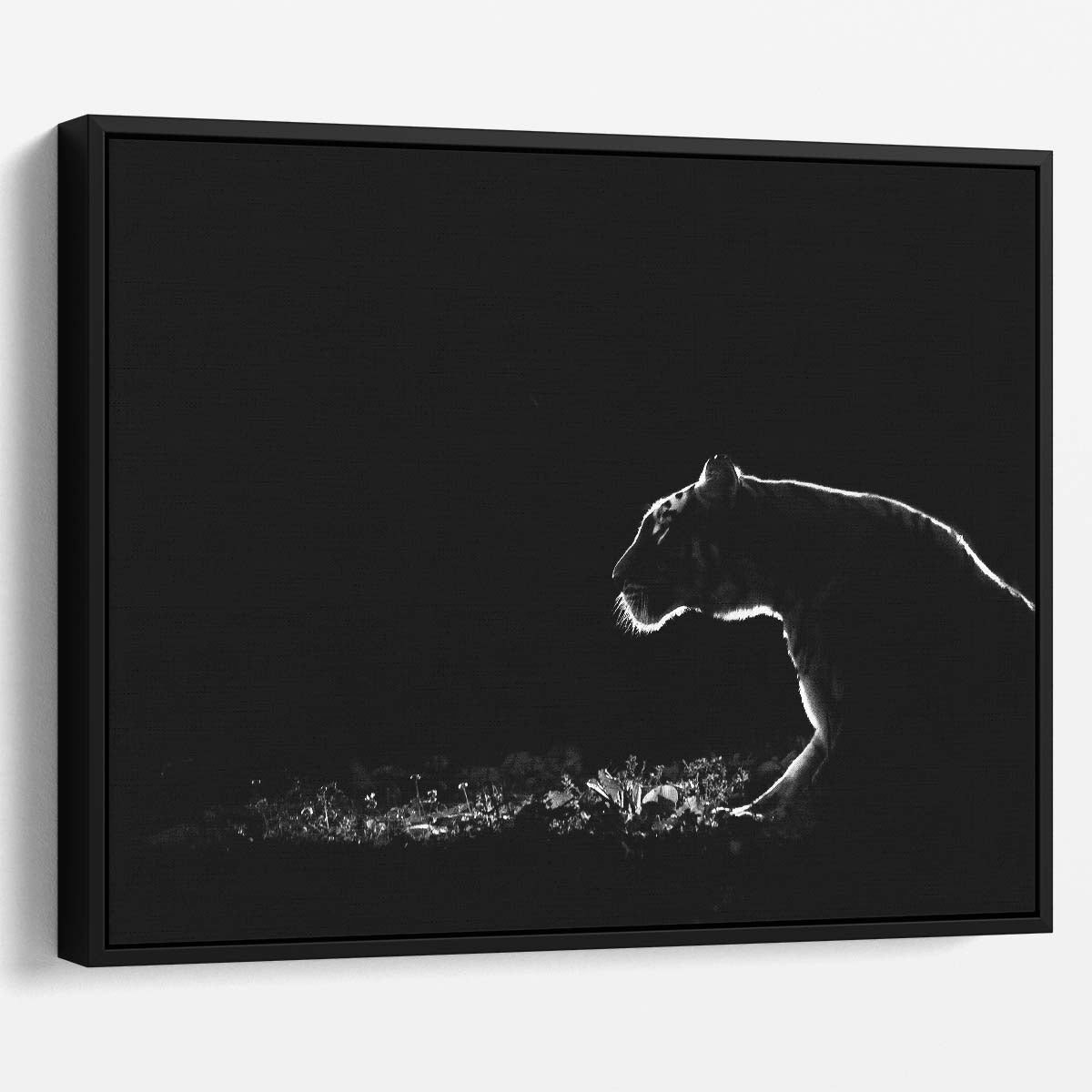 Minimalist Dark Lion Safari Wildlife Wall Art by Luxuriance Designs. Made in USA.