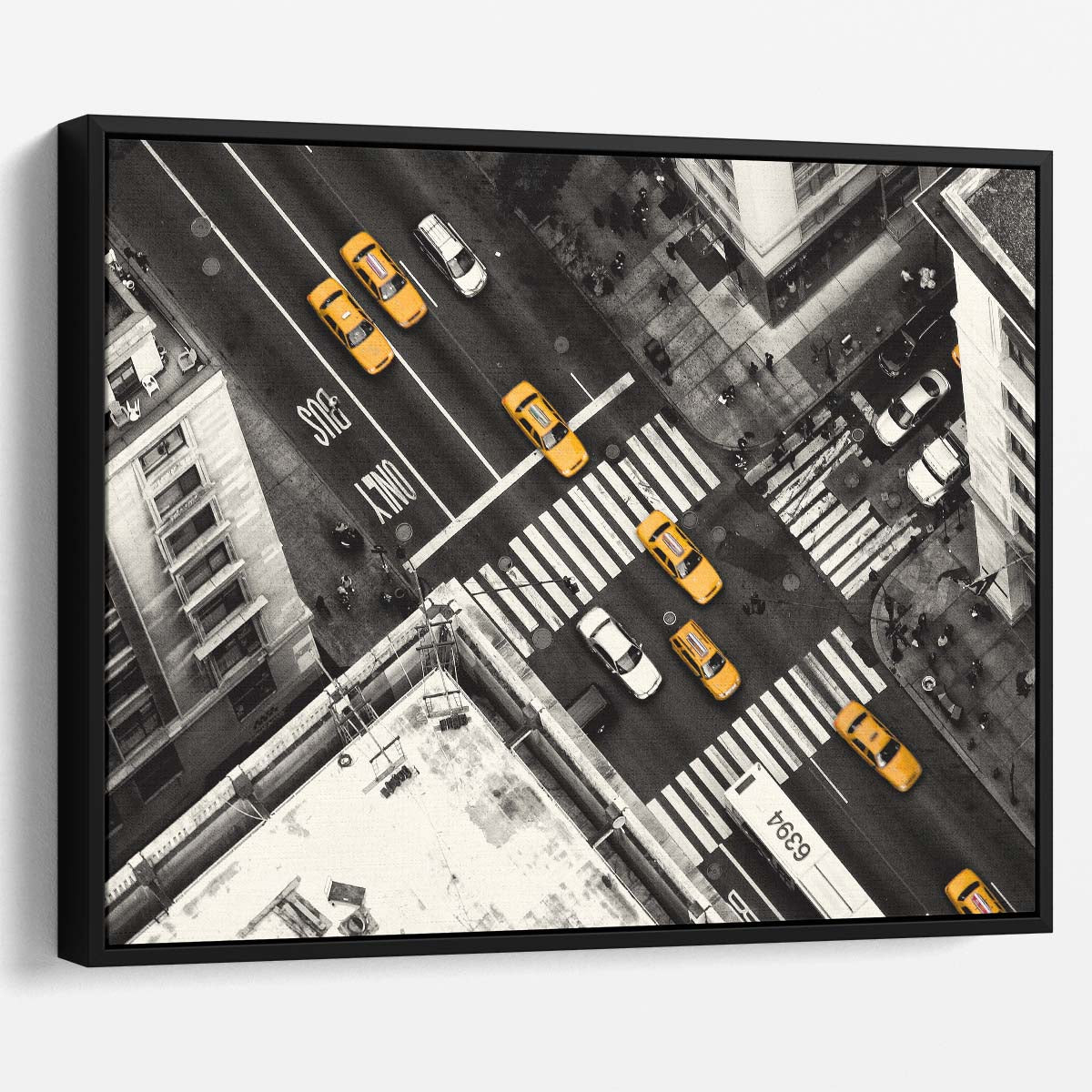 NYC Yellow Cab Street Scene Wall Art by Luxuriance Designs. Made in USA.