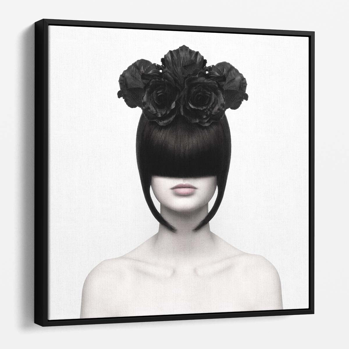 Enigmatic FloralHaired Lady Portrait Photography Wall Art by Luxuriance Designs. Made in USA.