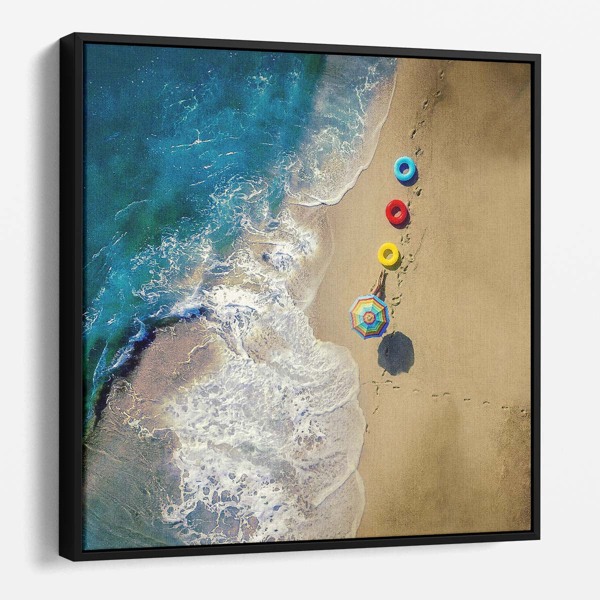 Vibrant Summer Beach Aerial View Wall Art by Luxuriance Designs. Made in USA.
