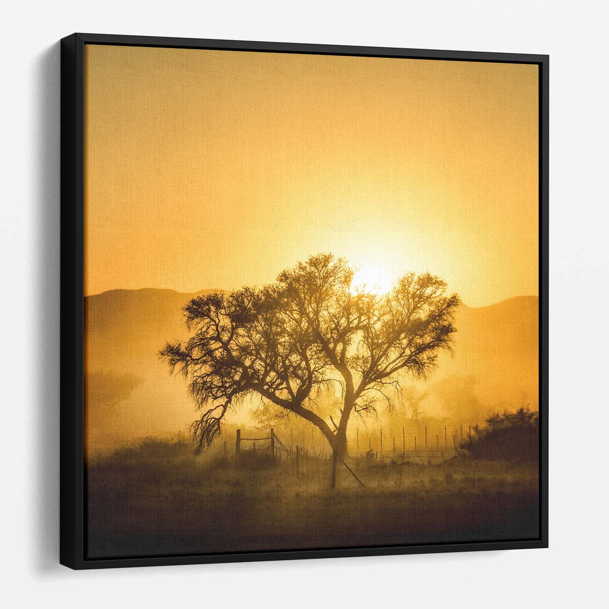 Golden Sunrise Over Namibian Landscape African Dawn Wall Art by Luxuriance Designs. Made in USA.