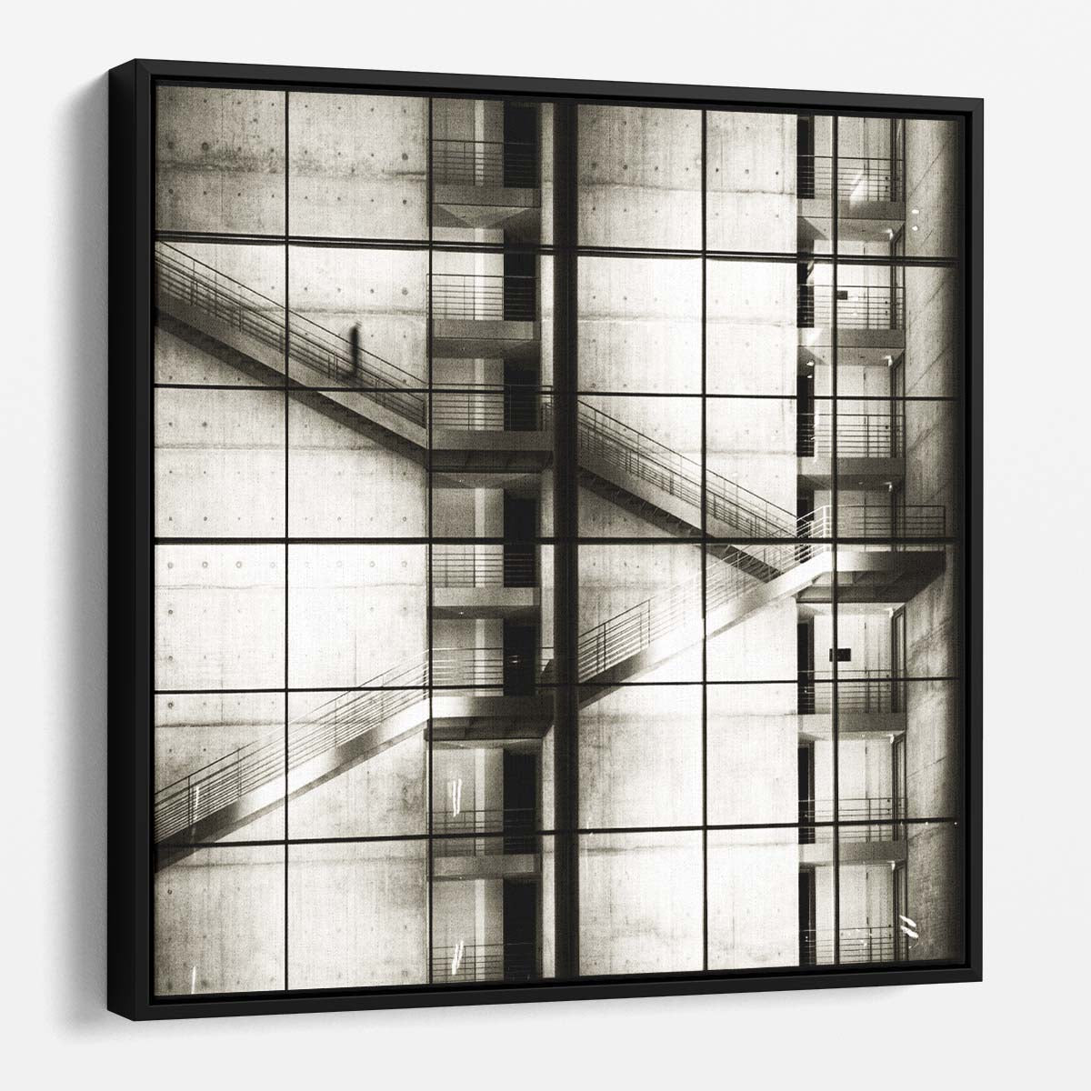 Iconic Berlin Stairway Cityscape Sepia Architectural Photography Wall Art by Luxuriance Designs. Made in USA.