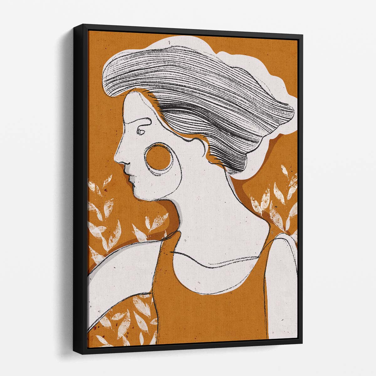 Treechild's Earthy Woman Portrait Illustration in Fineline Beige & Brown by Luxuriance Designs, made in USA