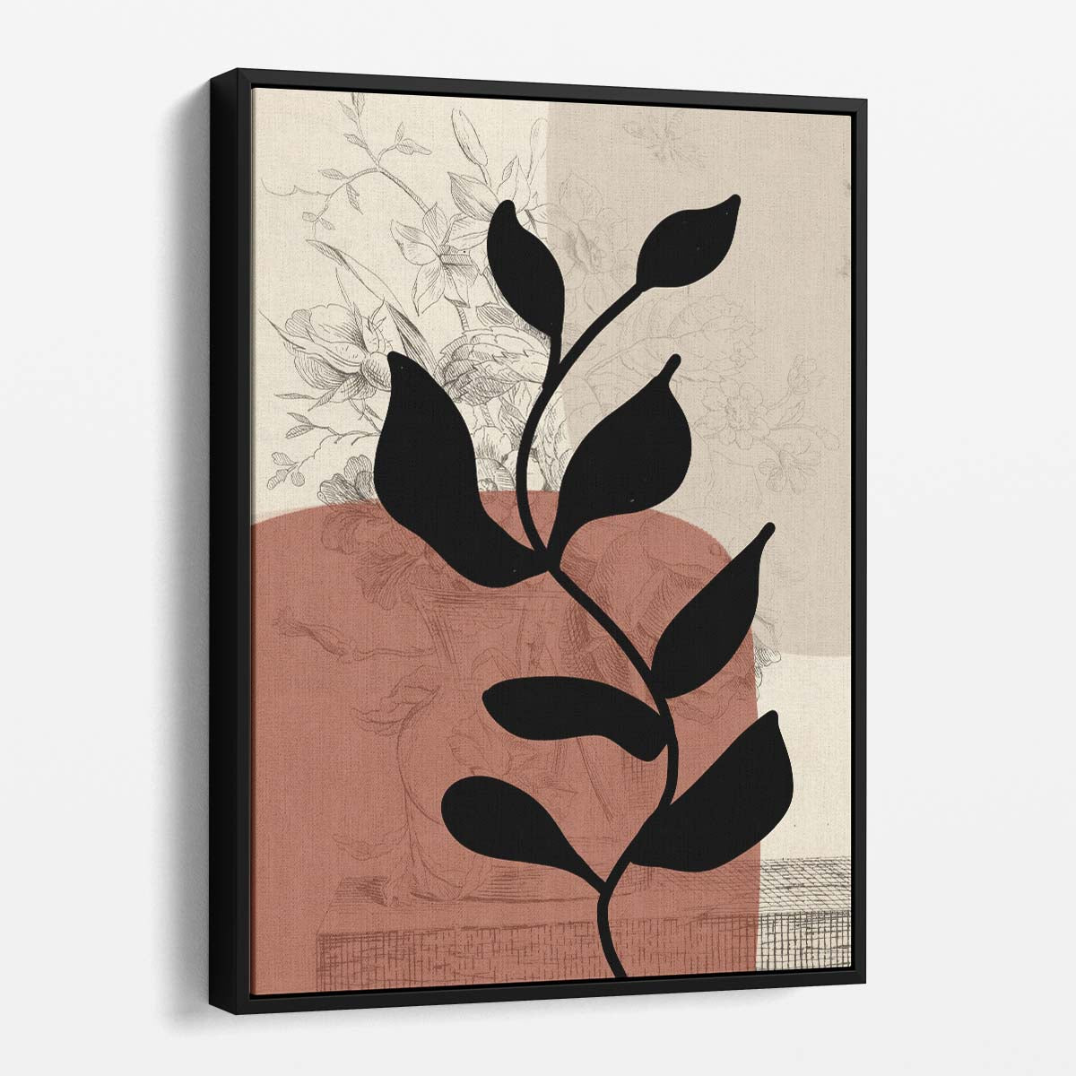 Vintage Botanical Illustration Wall Art in Terracotta, Yopie Studio by Luxuriance Designs, made in USA