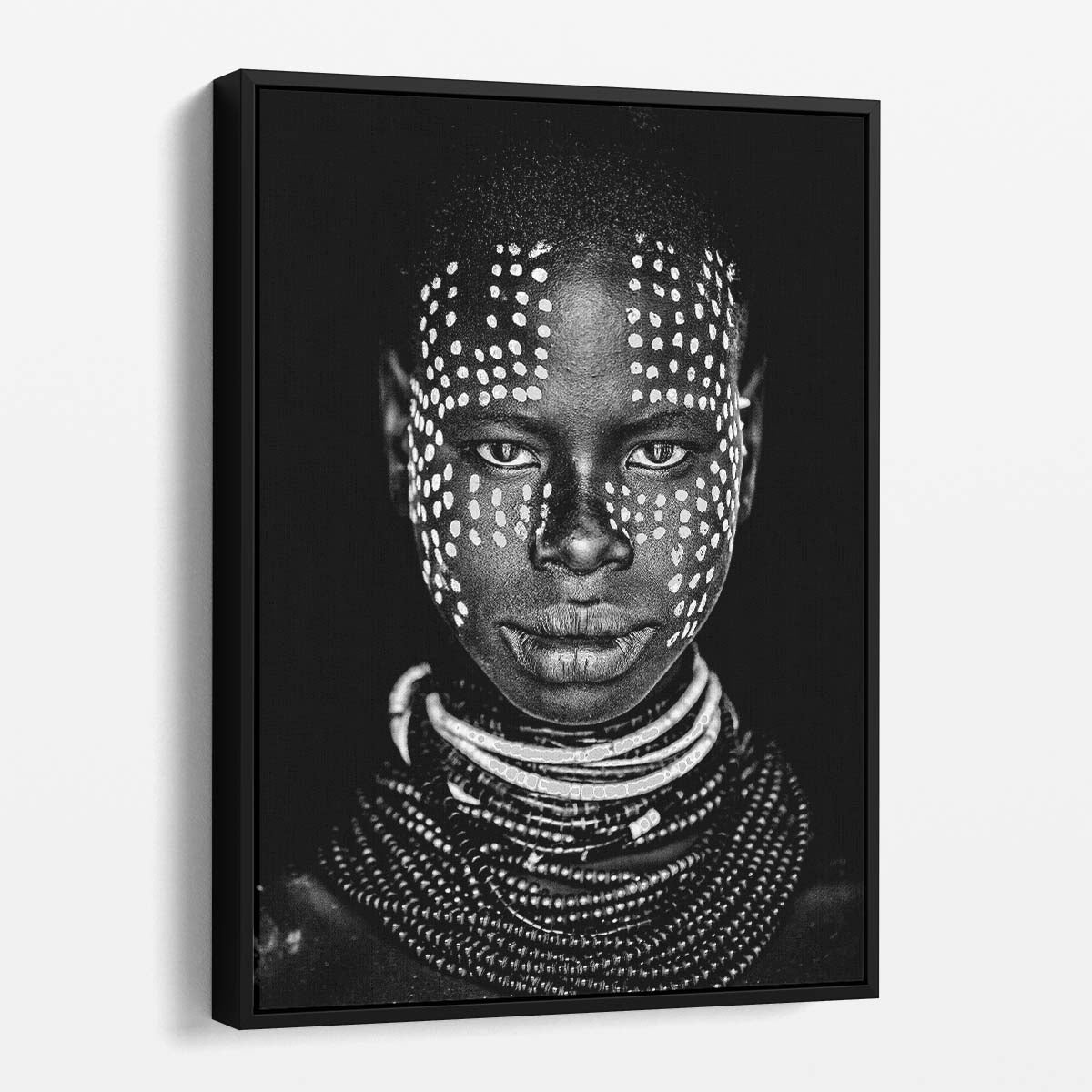 Ethiopian Karo Tribe Woman Portrait, Monochrome Documentary Photography by Luxuriance Designs, made in USA