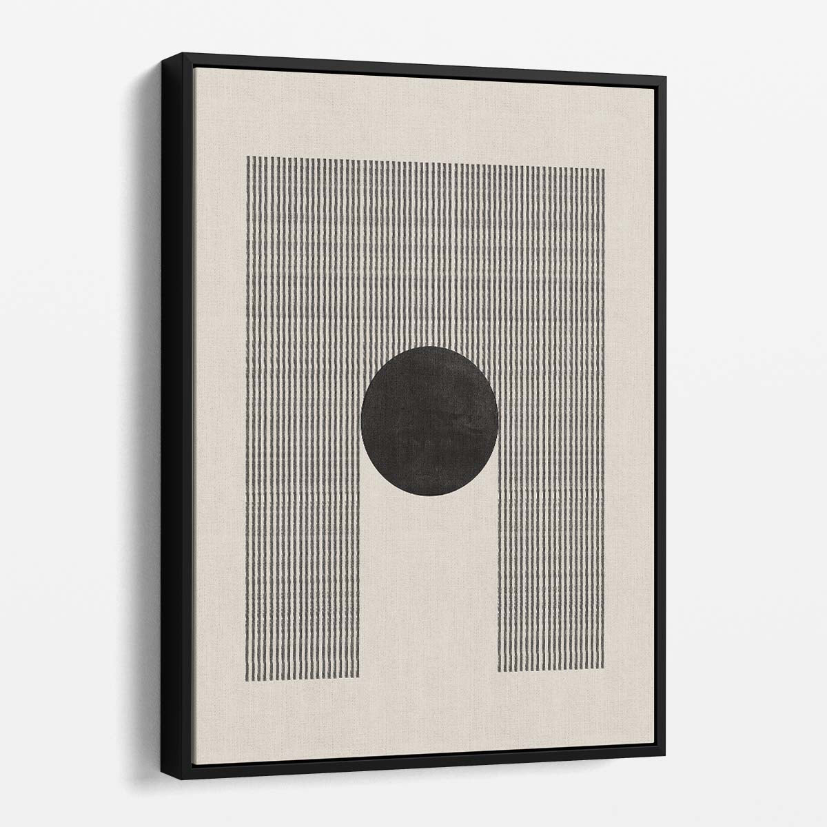 Mid-Century Geometric Abstract Illustration Art, Beige Circle Lines by MIUUS Studio by Luxuriance Designs, made in USA