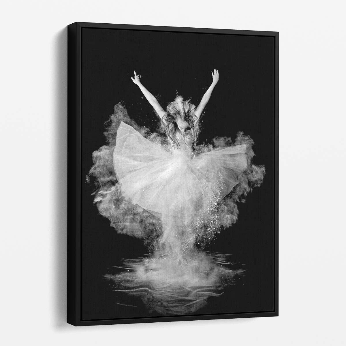 Angelic Ballerina Dance Explosion Monochrome Photography Wall Art by Luxuriance Designs, made in USA
