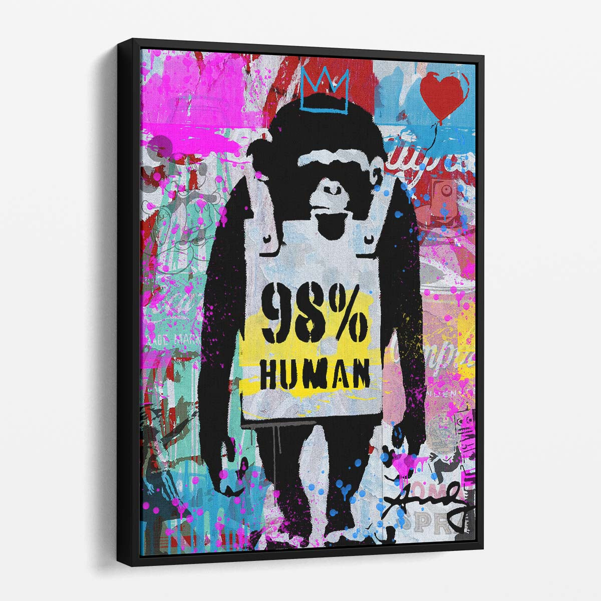 Banksy 98% Human Graffiti Wall Art by Luxuriance Designs. Made in USA.