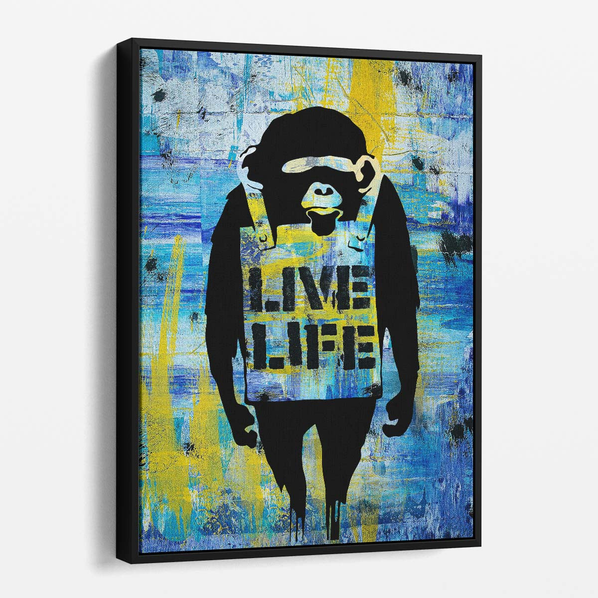 Banksy Live Life Monkey Graffiti Wall Art by Luxuriance Designs. Made in USA.