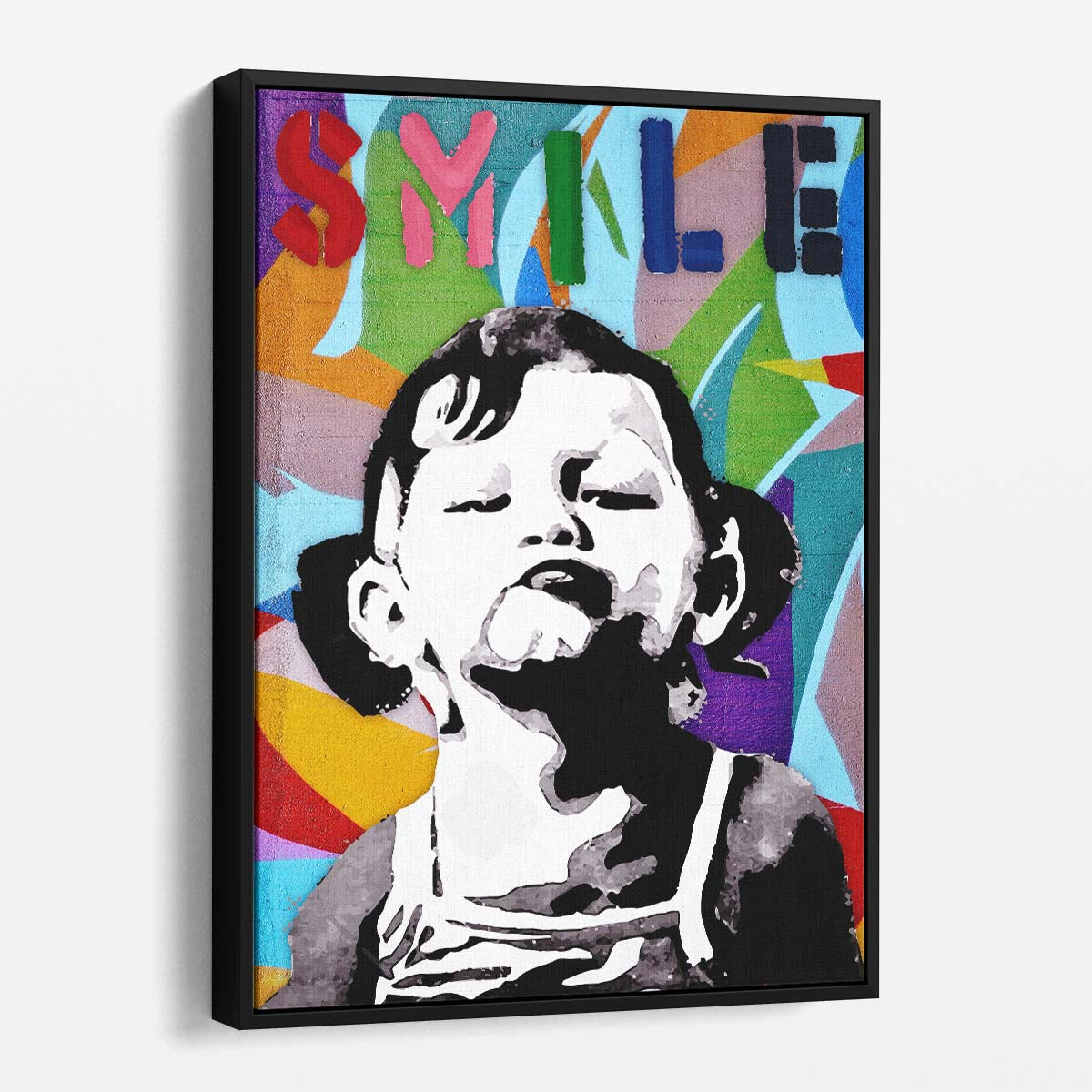 Banksy Smile Girl Graffiti Wall Art by Luxuriance Designs. Made in USA.