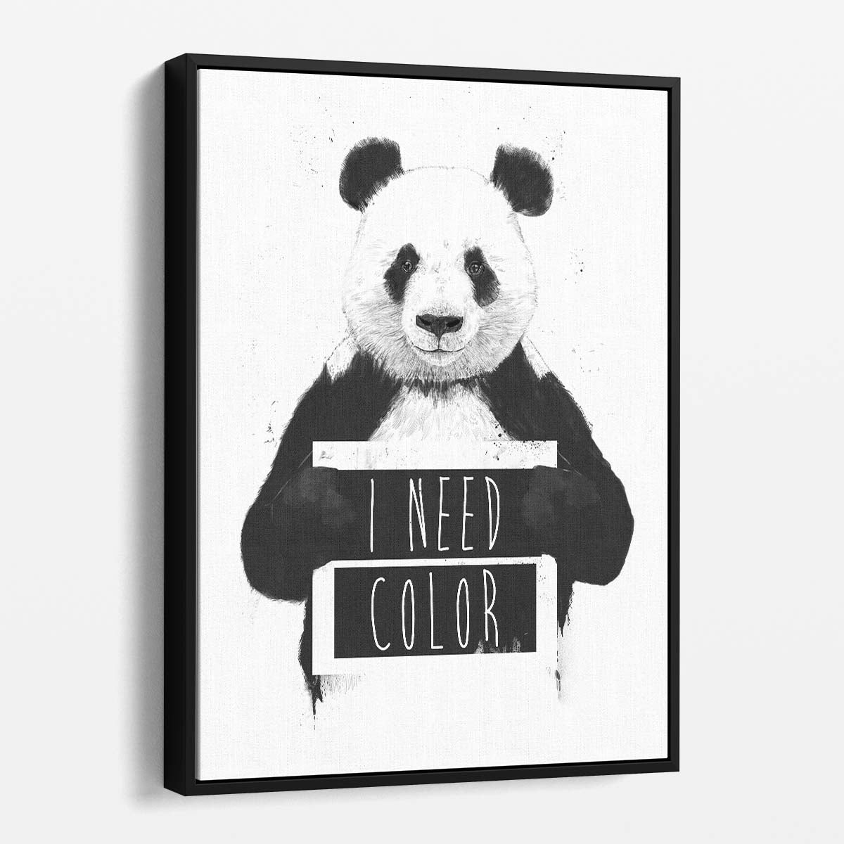 Monochrome Panda Graffiti Illustration for Nursery with Motivational Quote by Luxuriance Designs, made in USA