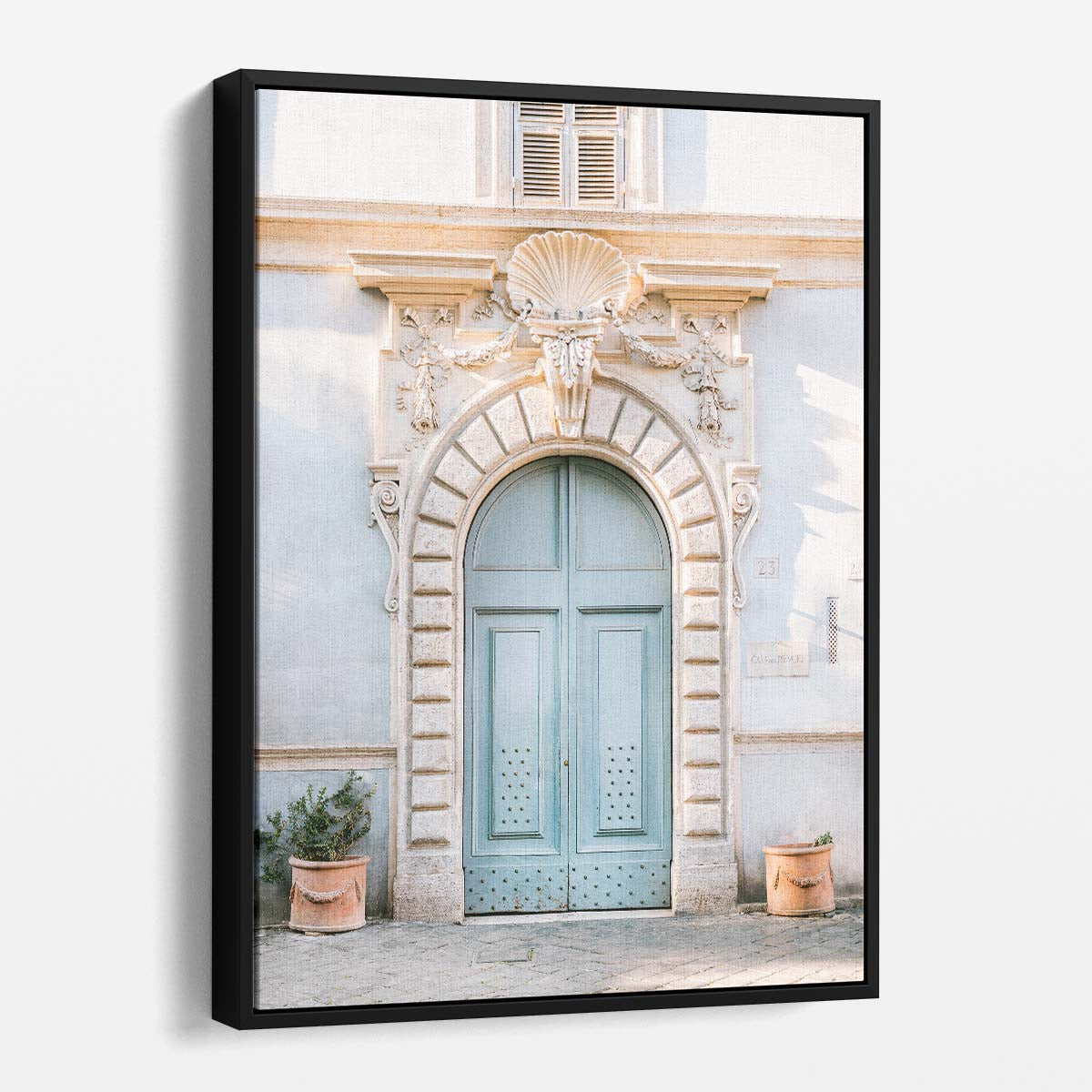 Pastel Blue Door Rome Italy Architecture Photography Wall Art by Luxuriance Designs, made in USA