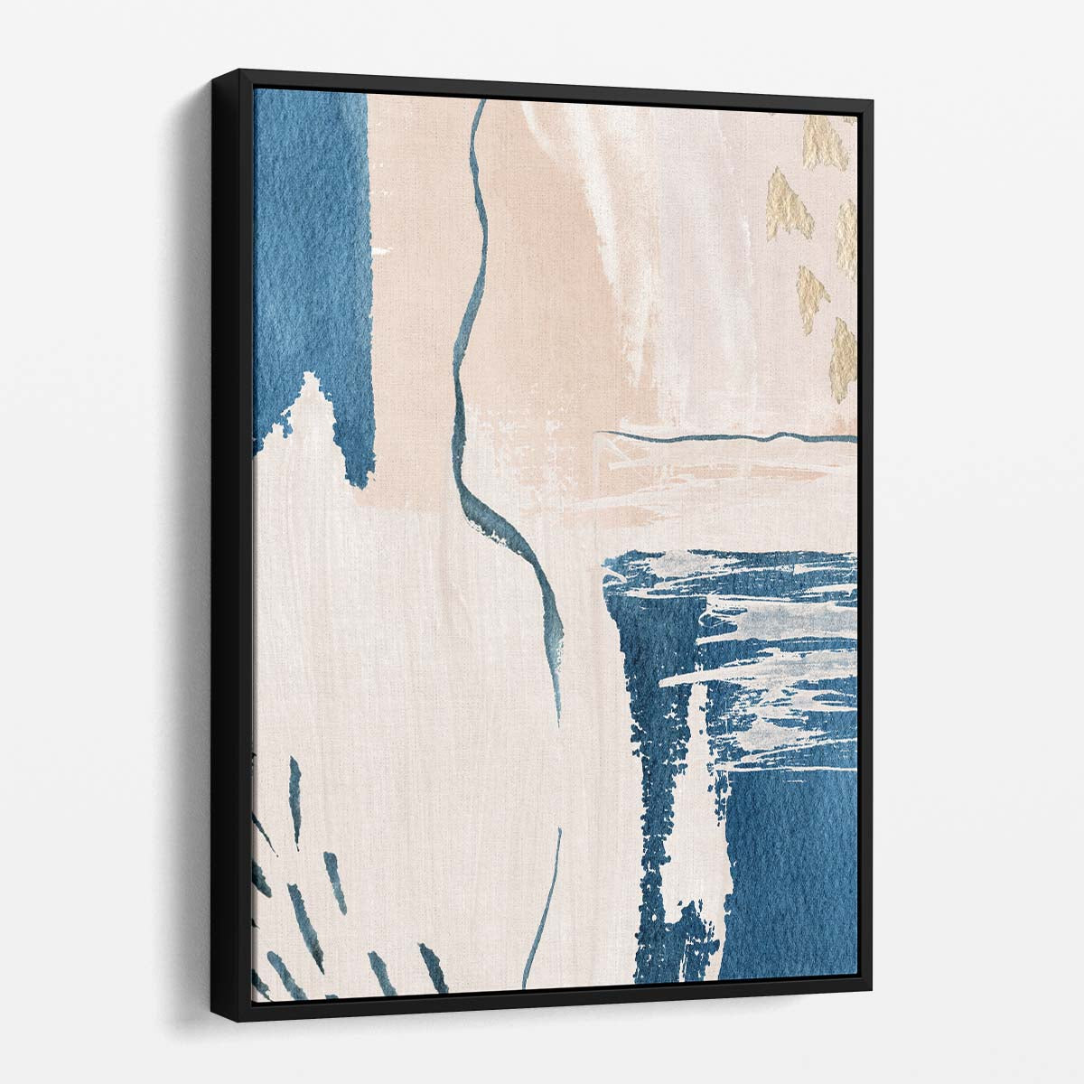 Modern Minimalist Blue & Beige Abstract Acrylic Wall Art Illustration by Luxuriance Designs, made in USA