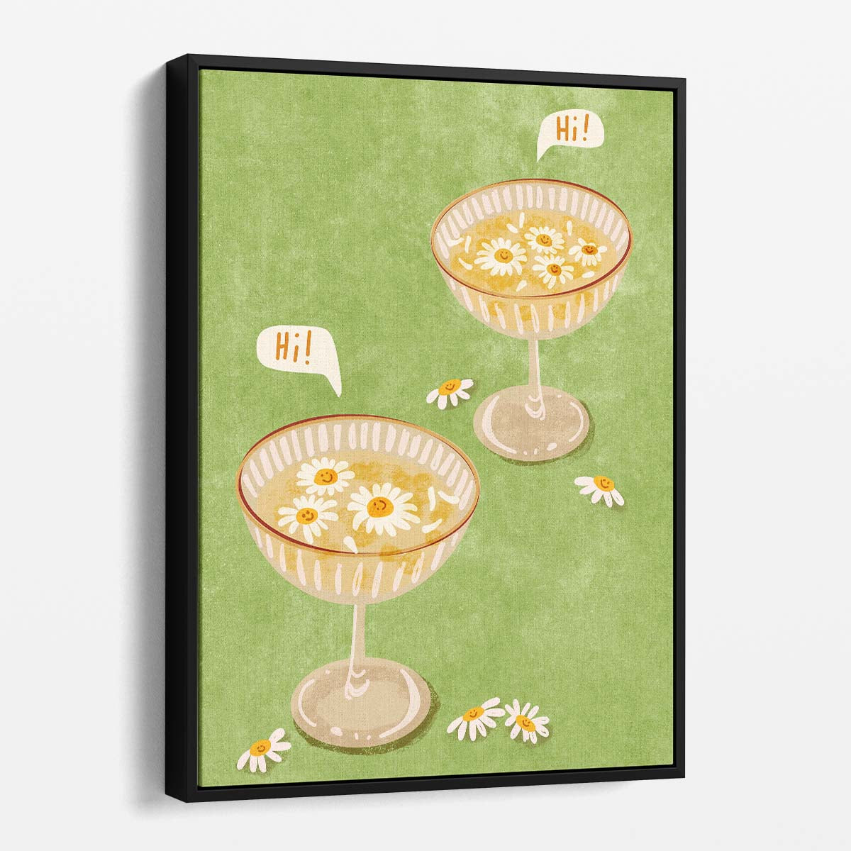 Colorful Summer Cocktail Illustration with Sunflowers Wall Art by Luxuriance Designs, made in USA