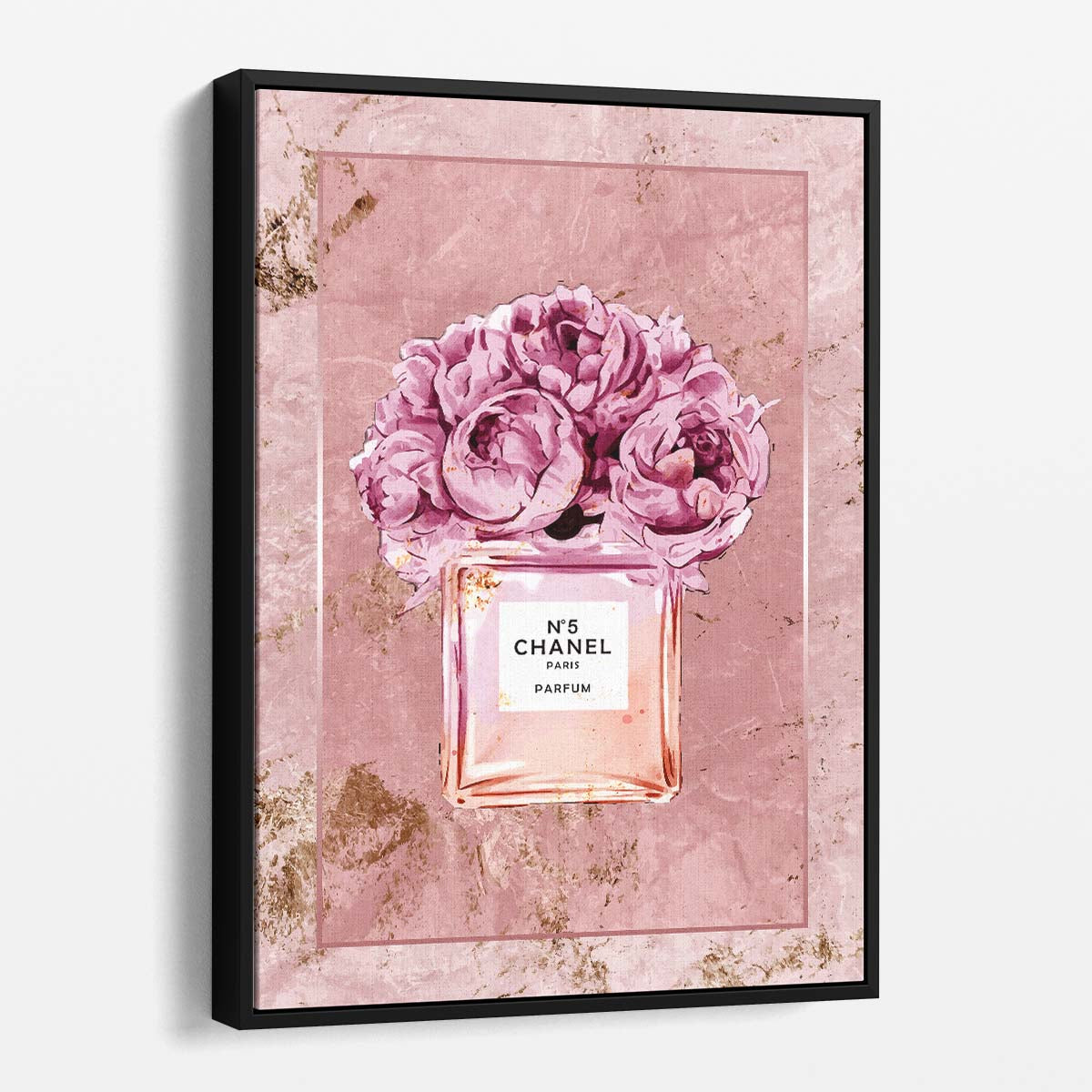 Coco Chanel N5 Perfume Pink Marble Wall Art by Luxuriance Designs. Made in USA.