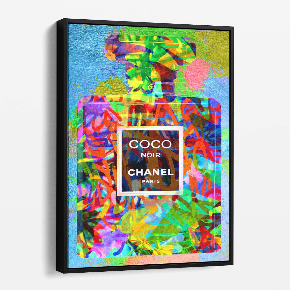 Coco Chanel Noir Perfume Graffiti Neon Wall Art by Luxuriance Designs. Made in USA.
