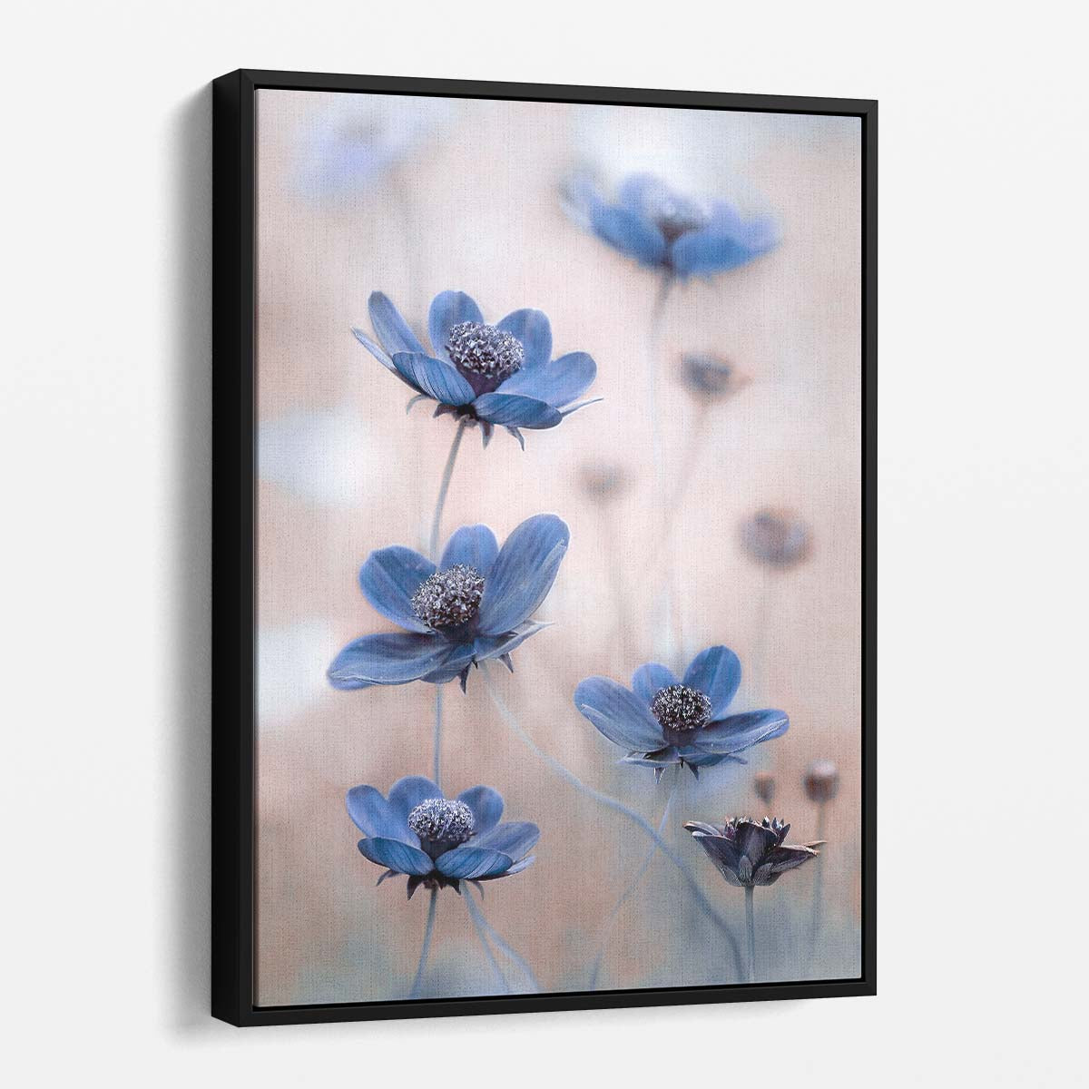 Blue Cosmos Flower Macro Photography Art - Pastel Spring Floral by Luxuriance Designs, made in USA