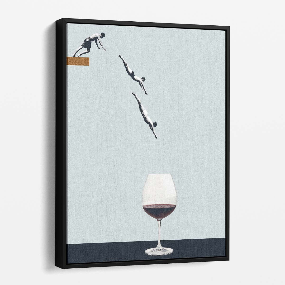 Surreal Mid-Century Wine Dive Illustration, Men's Bar Art by Luxuriance Designs, made in USA