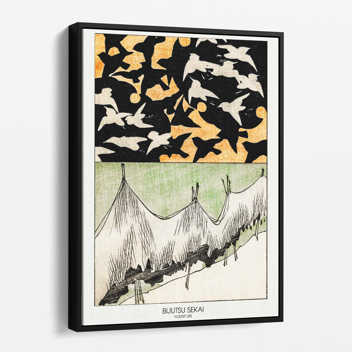 Japanese Master Bijutsu Sekai's Abstract Forest Life Illustration Poster by Luxuriance Designs, made in USA