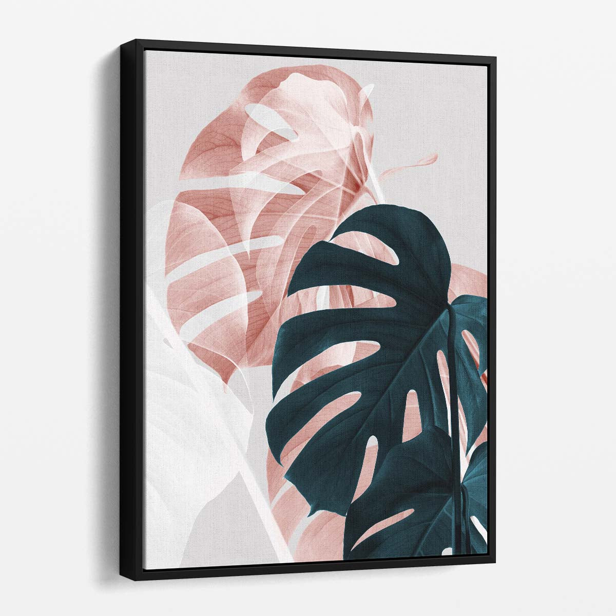 Botanical Monstera Leaf Double Exposure Photography Art in Pink by Luxuriance Designs, made in USA