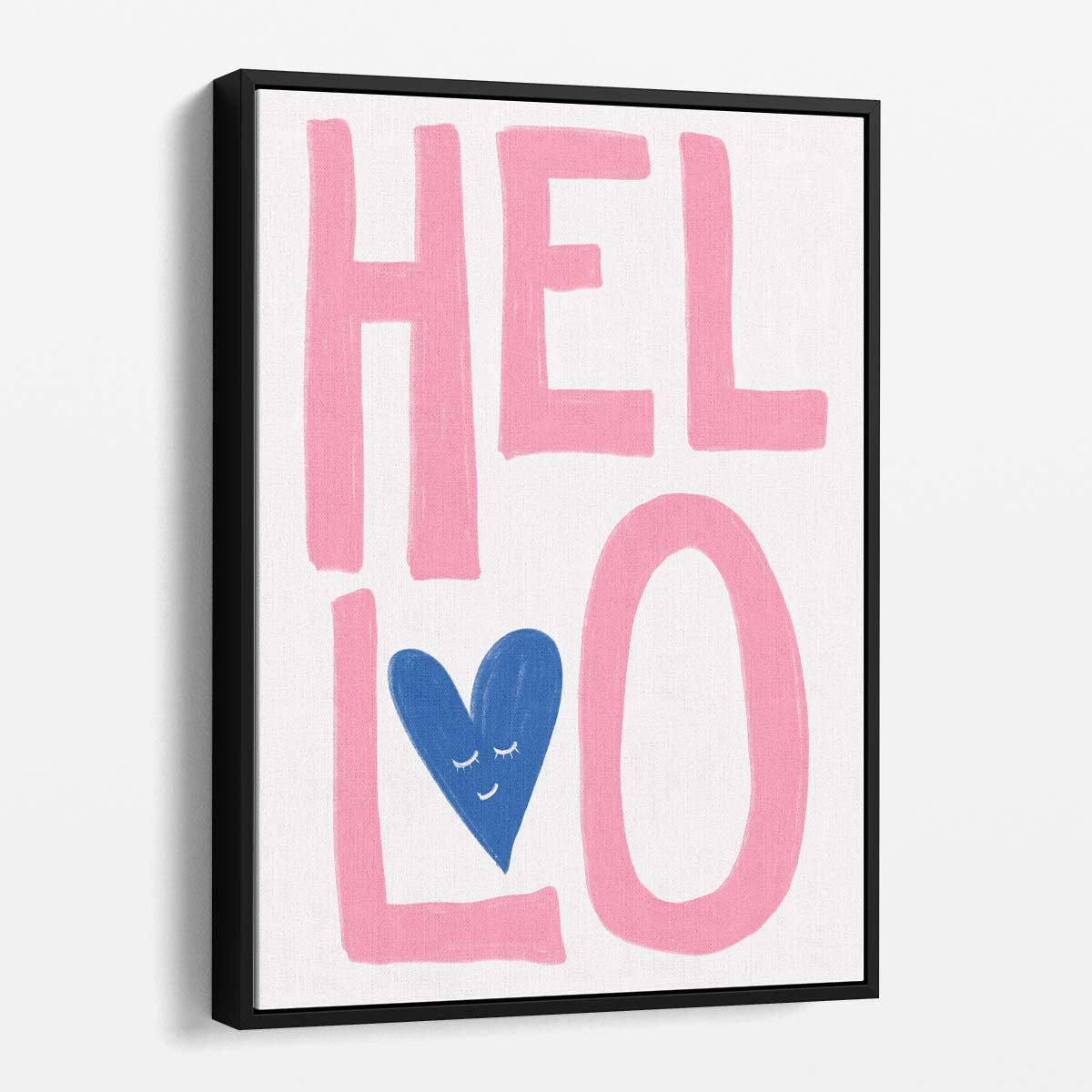 Inspirational Pink and Blue Heart Typography Illustration Wall Art by Luxuriance Designs, made in USA
