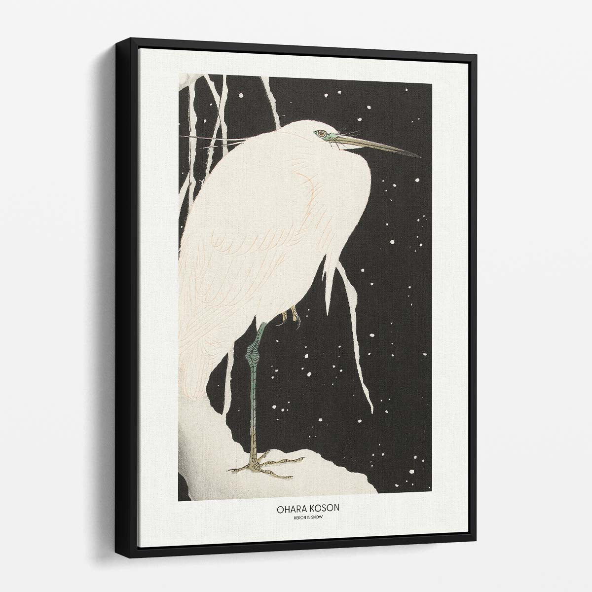 Ohara Koson's Vintage Japanese Heron in Snow Illustration Art by Luxuriance Designs, made in USA