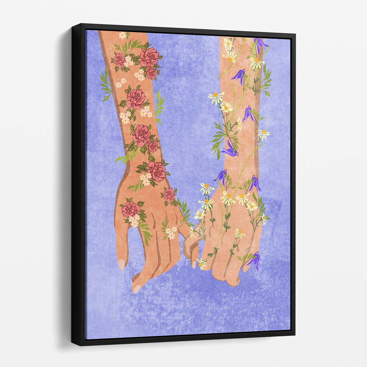 Floral Feminist Illustration Holding Hands by Raissa Oltmanns by Luxuriance Designs, made in USA