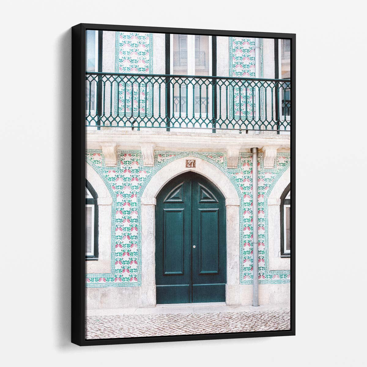 Architecture Photography of Green Door in Lisbon, Portugal by Luxuriance Designs, made in USA
